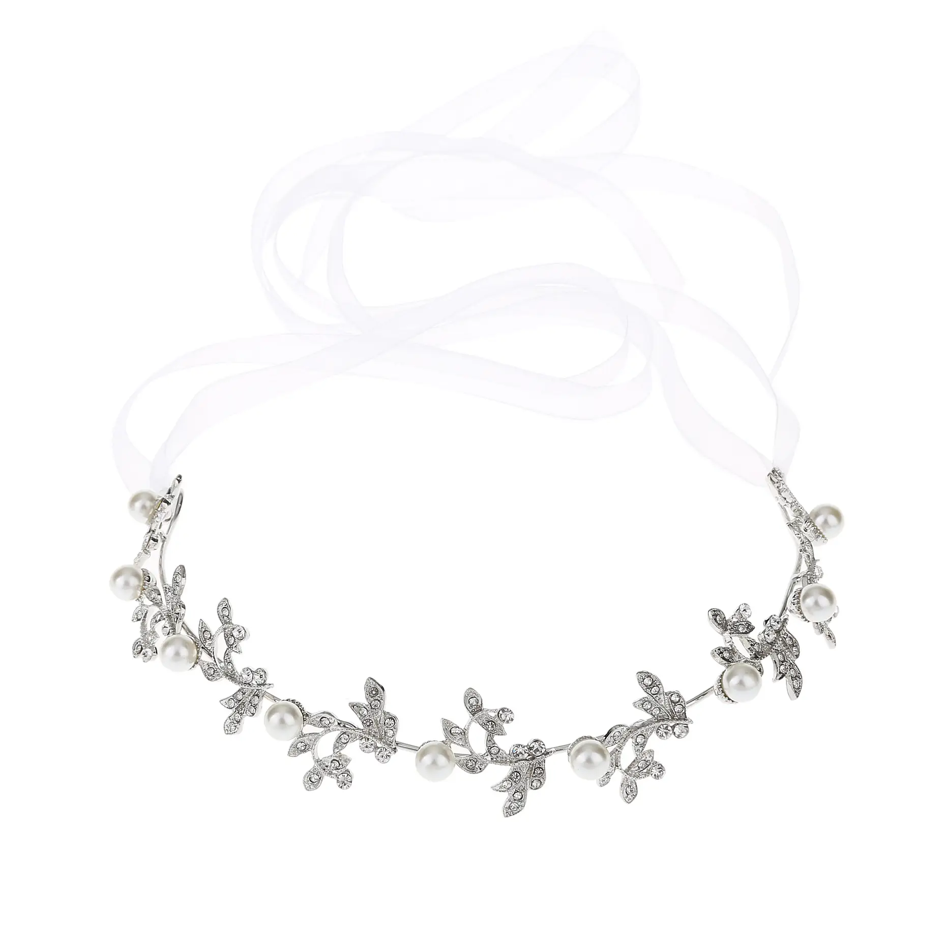 European & American Bridal Leaf Pearl Chain Headdress
