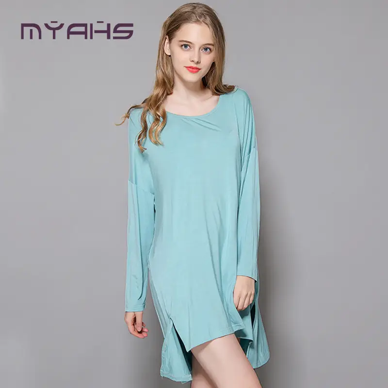 Women's New Modal Long Sleeve Nightdress Plus Size Spring Summer Wear - Image 6