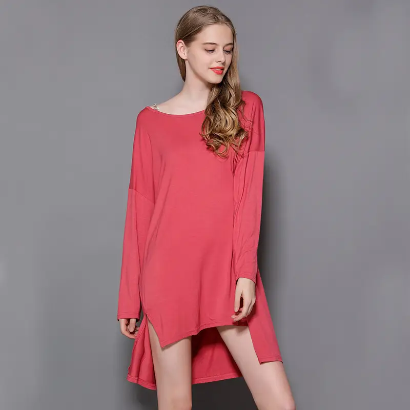 Women's New Modal Long Sleeve Nightdress Plus Size Spring Summer Wear - Image 2
