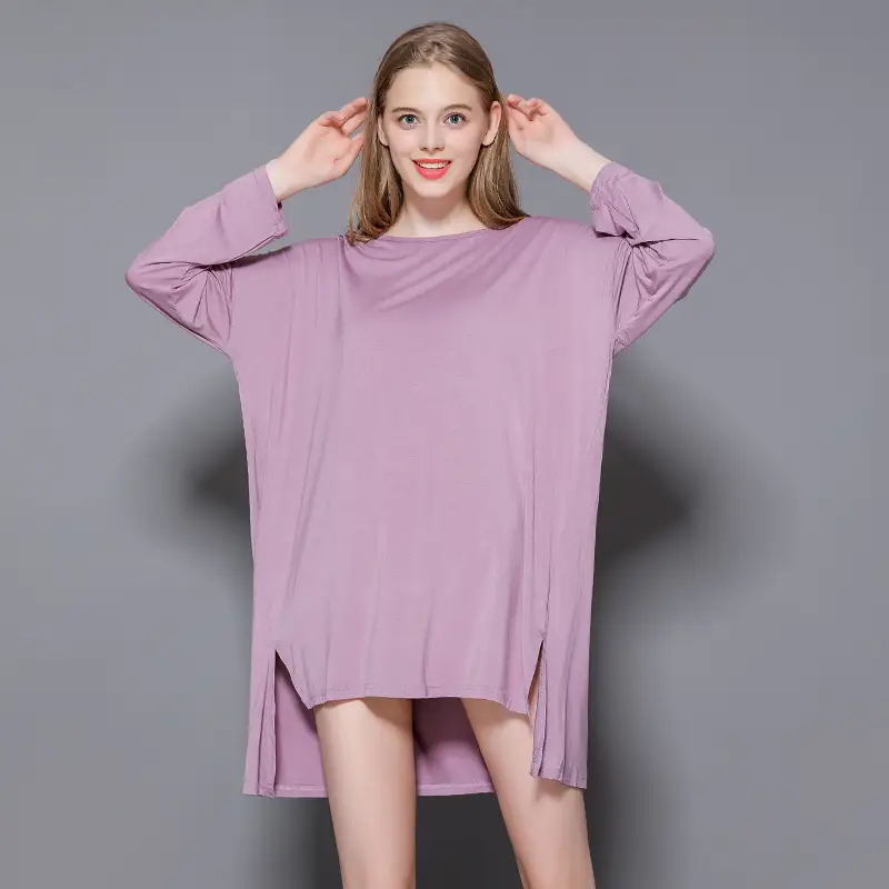 Women's New Modal Long Sleeve Nightdress Plus Size Spring Summer Wear - Image 3