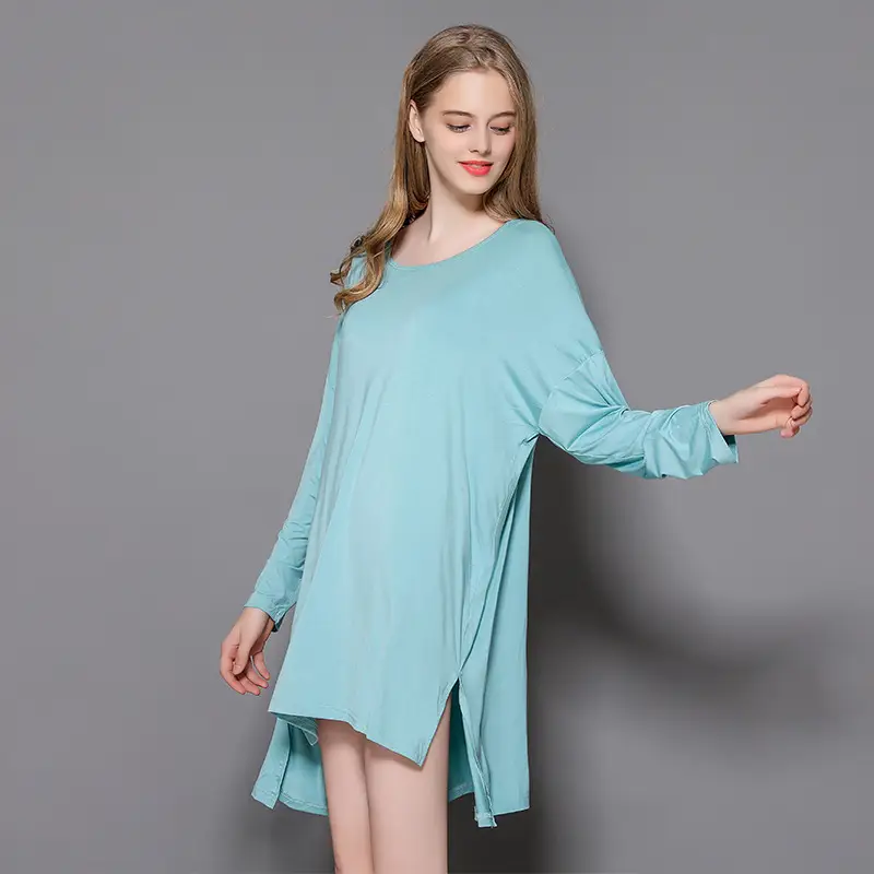 Women's New Modal Long Sleeve Nightdress Plus Size Spring Summer Wear - Image 4
