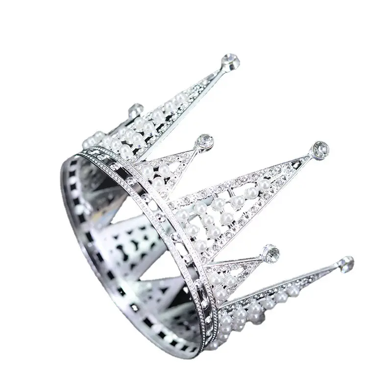 Gold Pearl Crown Bridal Headband for Women - Image 7