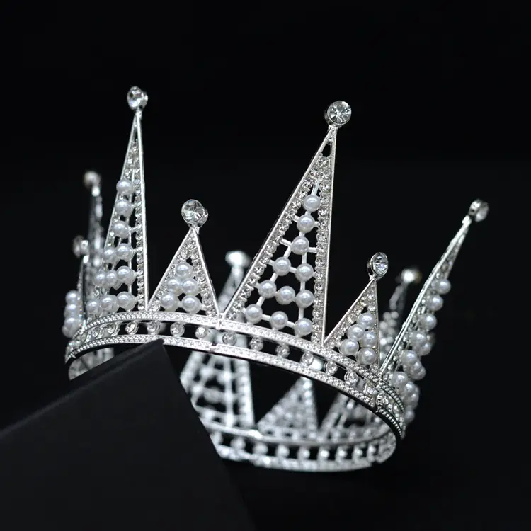 Gold Pearl Crown Bridal Headband for Women - Image 2