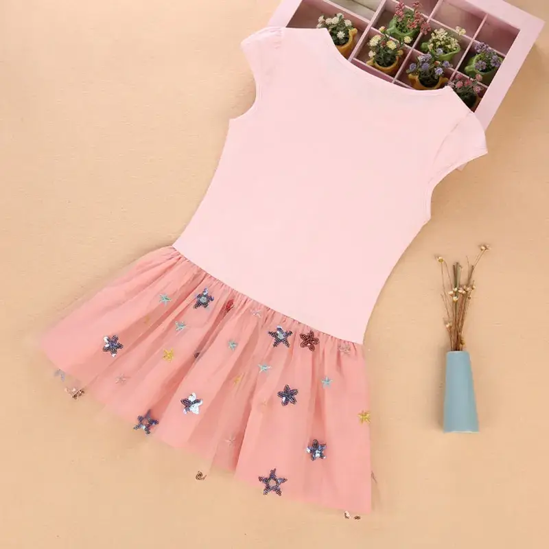 Girls Snow White Skirted Summer Dress with Star Embroidery - Image 6