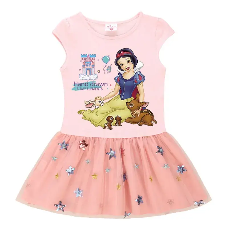 Girls Snow White Skirted Summer Dress with Star Embroidery - Image 7