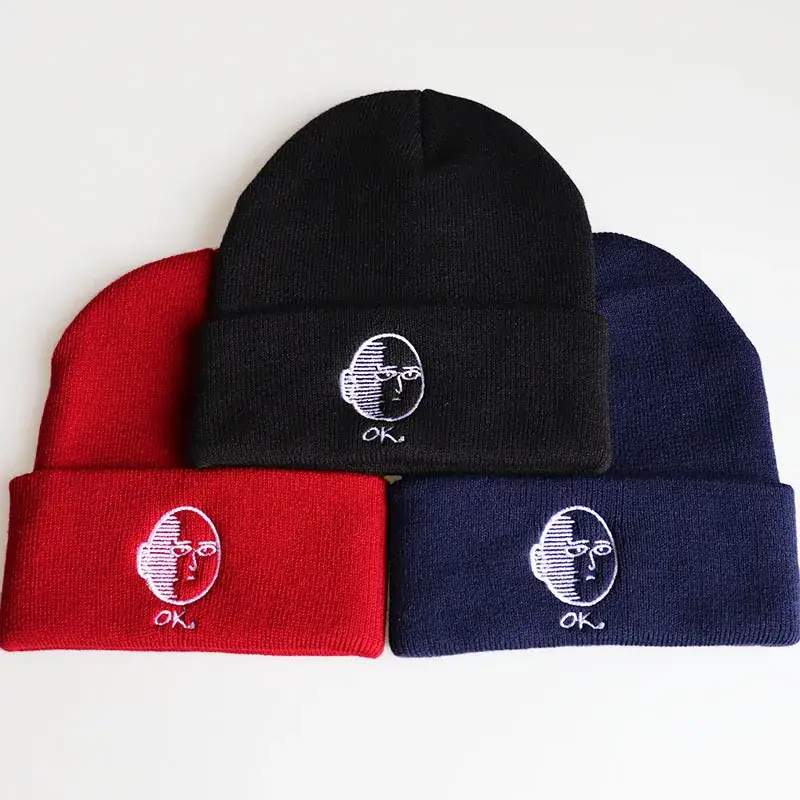 Anime Cartoon Knitted Winter Ski Hat Red Black Blue - Image 5