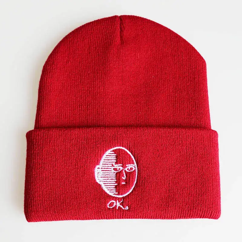 Anime Cartoon Knitted Winter Ski Hat Red Black Blue - Image 2