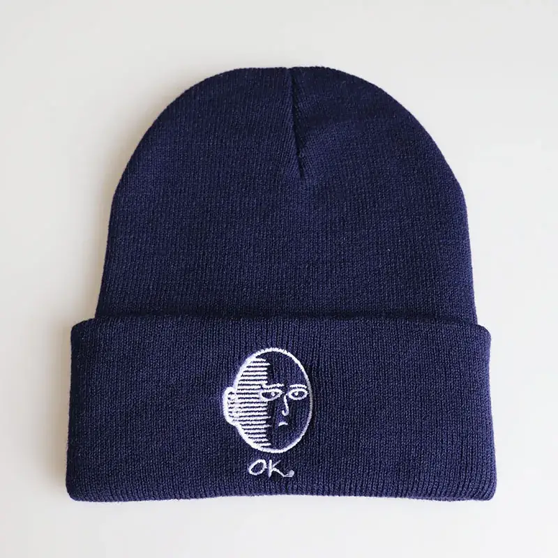 Anime Cartoon Knitted Winter Ski Hat Red Black Blue - Image 3