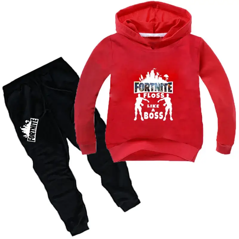 Pink Fortnite Hoodie & Black Pants Set for Boys - Image 9