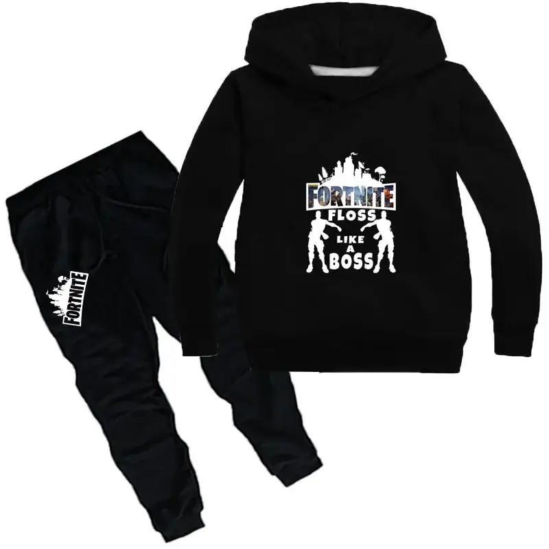 Pink Fortnite Hoodie & Black Pants Set for Boys — feature 4