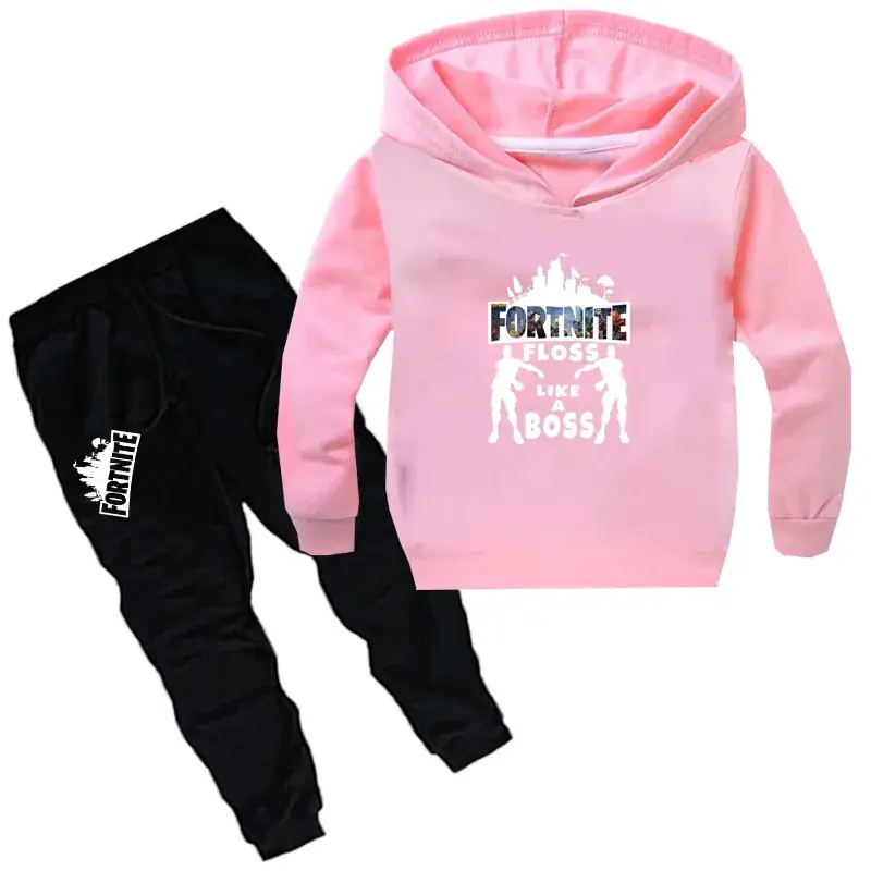 Pink Fortnite Hoodie & Black Pants Set for Boys - Image 6