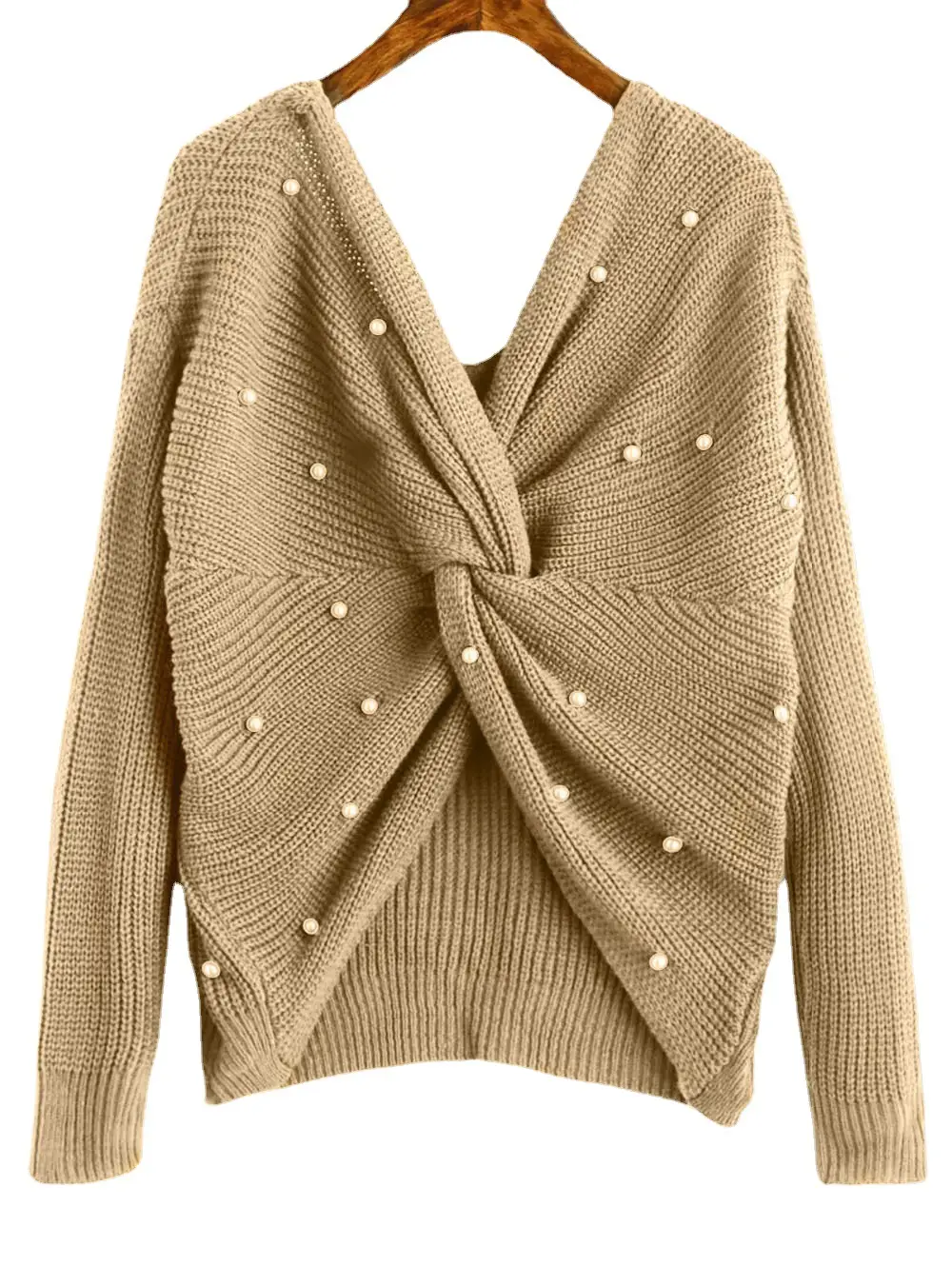 2025 Women's V Neck Pearl Back Sweater Top - Image 15