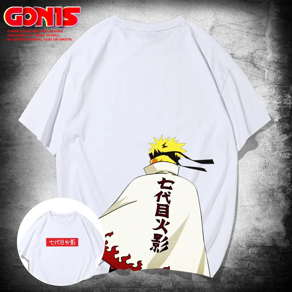 Men Anime Graphic T-Shirt Black Loose Summer - Image 2