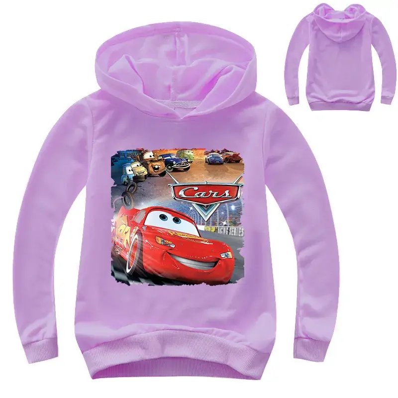 Kids Pink Cars Hoodie Sweatshirt Long Sleeve Hoodie