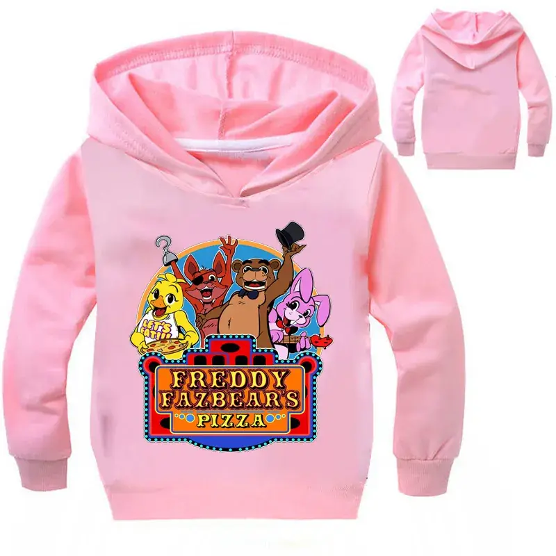 Red Anime Print Hoodie for Kids Girls