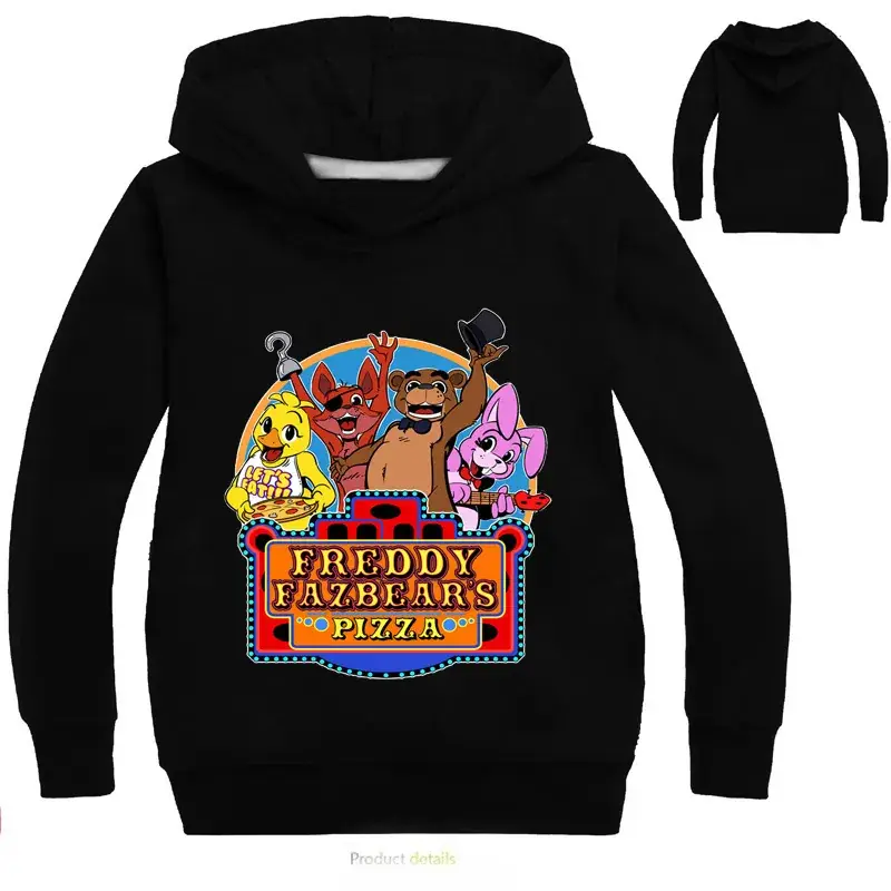 Red Anime Print Hoodie for Kids Girls