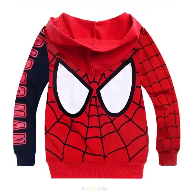 Kids Spider-Man Zipper Coat Red Black Single Layer - Image 4