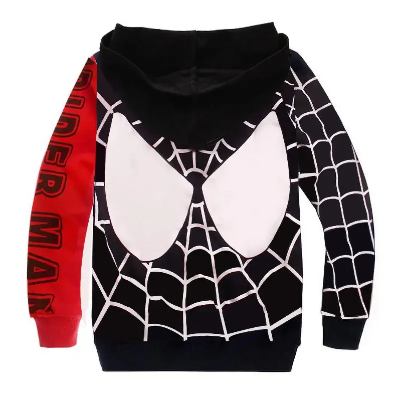 Kids Spider-Man Zipper Coat Red Black Single Layer - Image 6