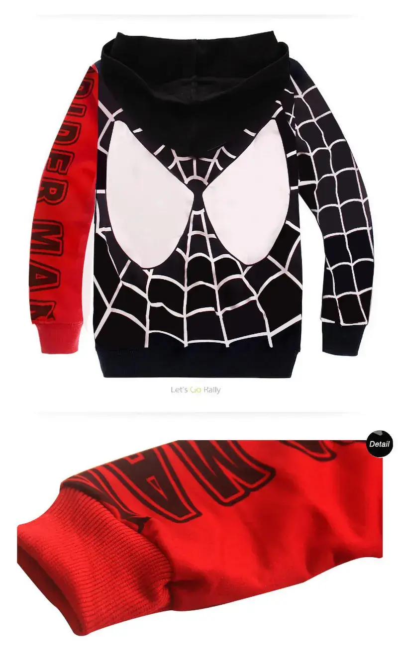 Kids Spider-Man Zipper Coat Red Black Single Layer — feature 13