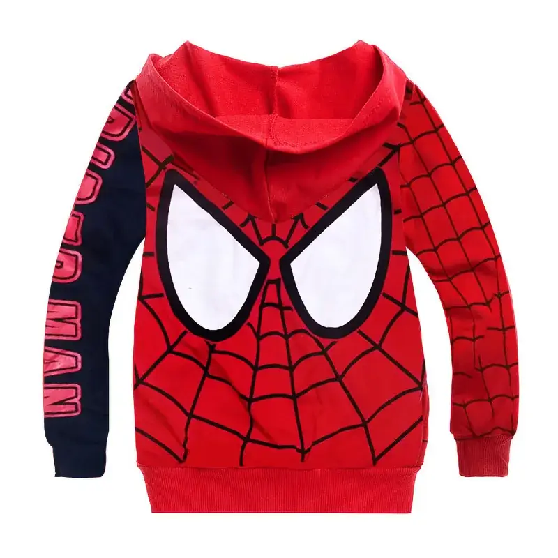 Kids Spider-Man Zipper Hoodie Blue Red Large - Image 6