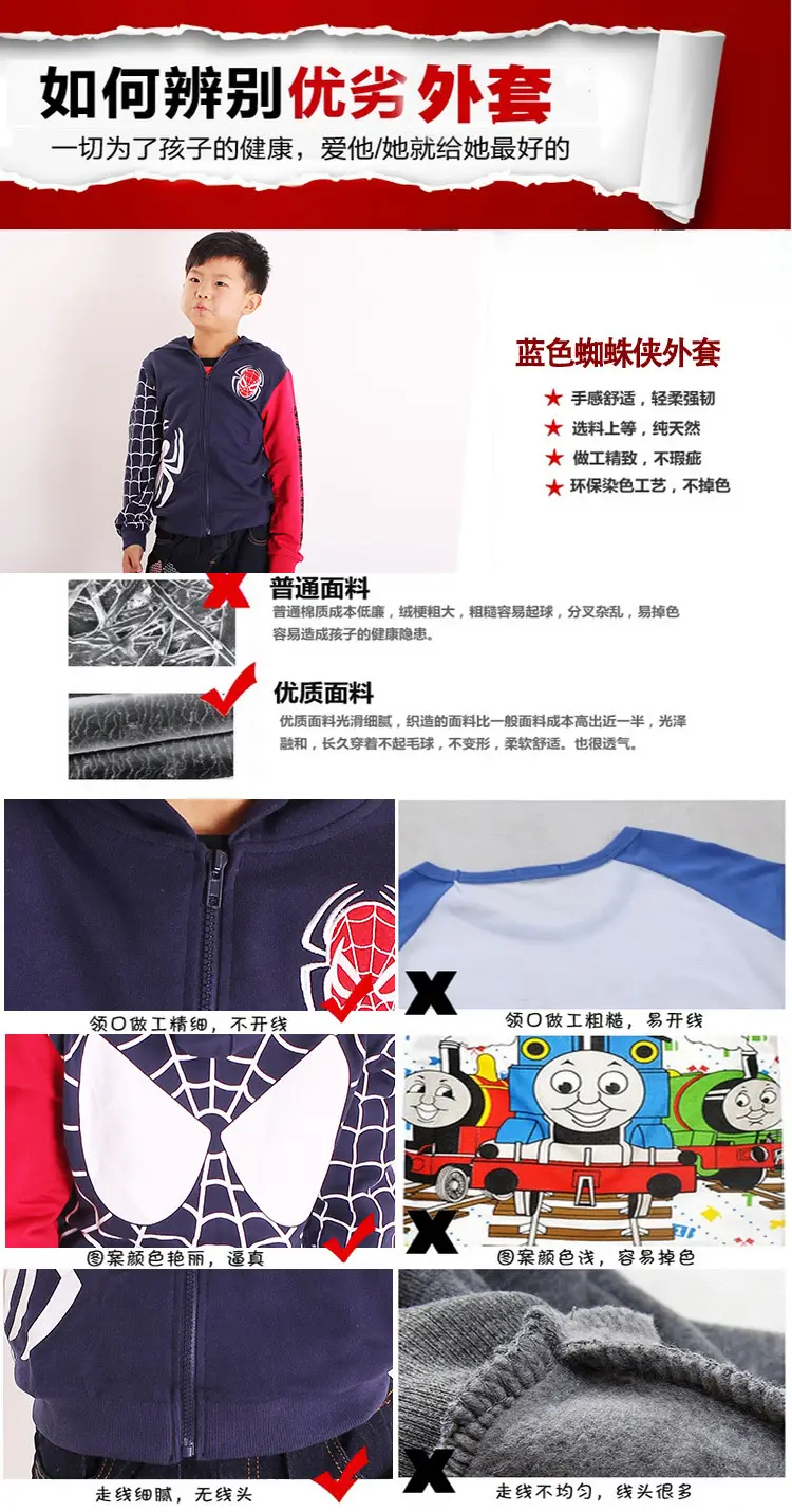 Kids Spider-Man Zipper Hoodie Blue Red Large — feature 9