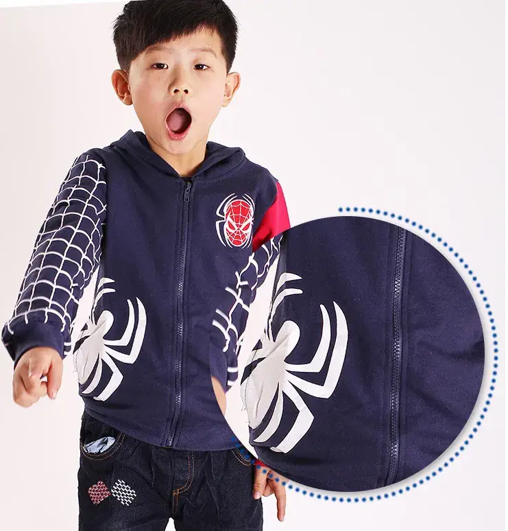 Kids Spider-Man Zipper Hoodie Blue Red Large - Image 3