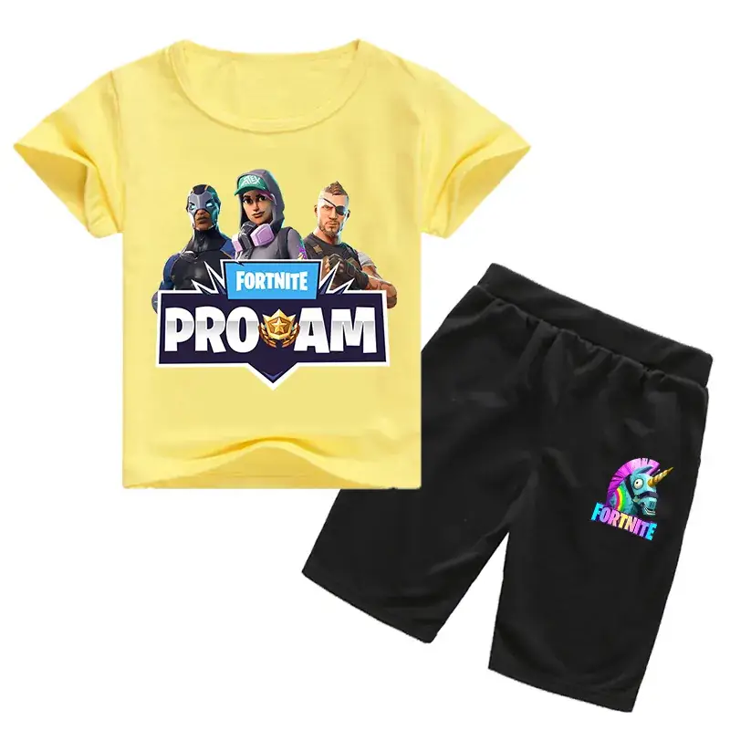 Fortune 7 Proamer Kids Cotton Shorts Set Blue Black - Image 2