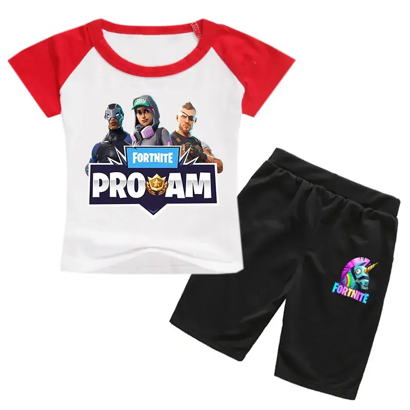 Fortune 7 Proamer Kids Cotton Shorts Set Blue Black - Image 11