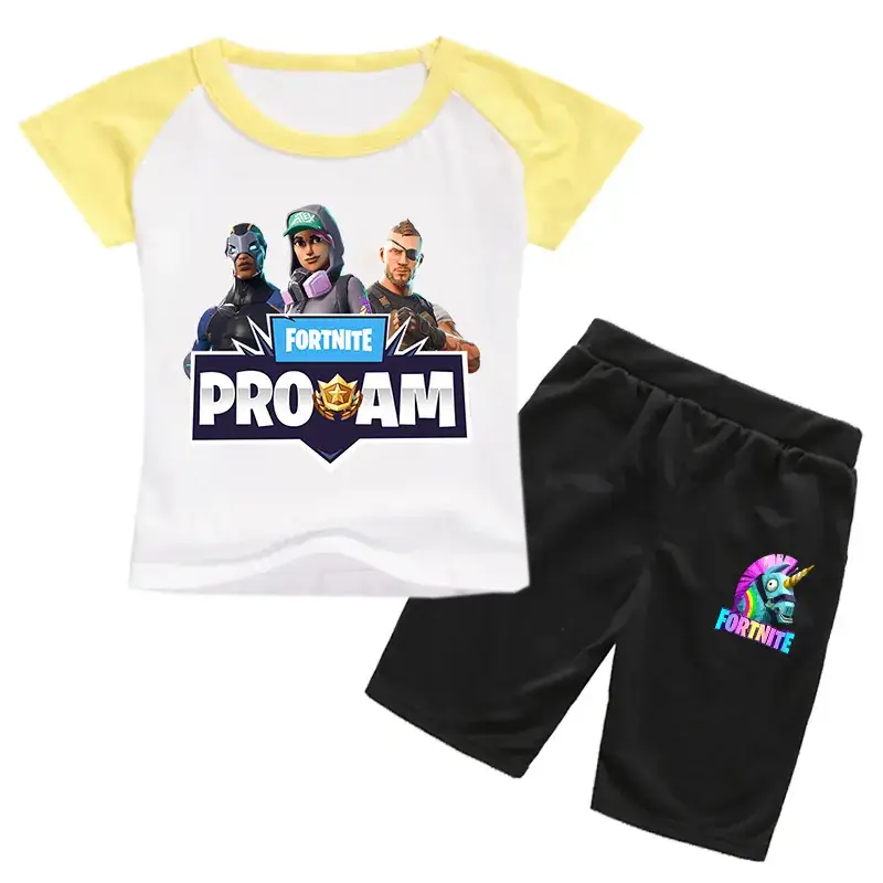 Fortune 7 Proamer Kids Cotton Shorts Set Blue Black - Image 10