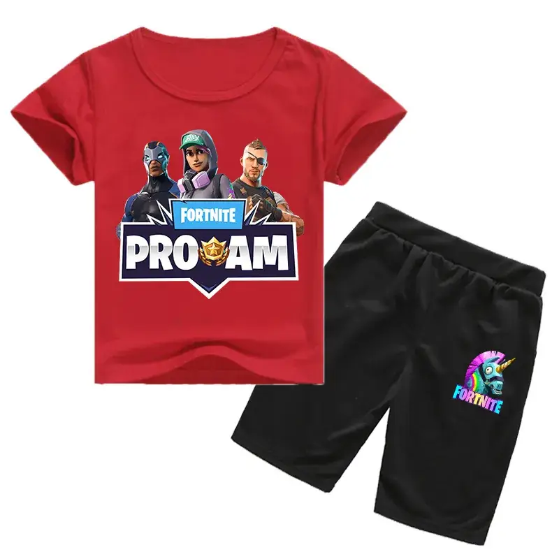 Fortune 7 Proamer Kids Cotton Shorts Set Blue Black - Image 3