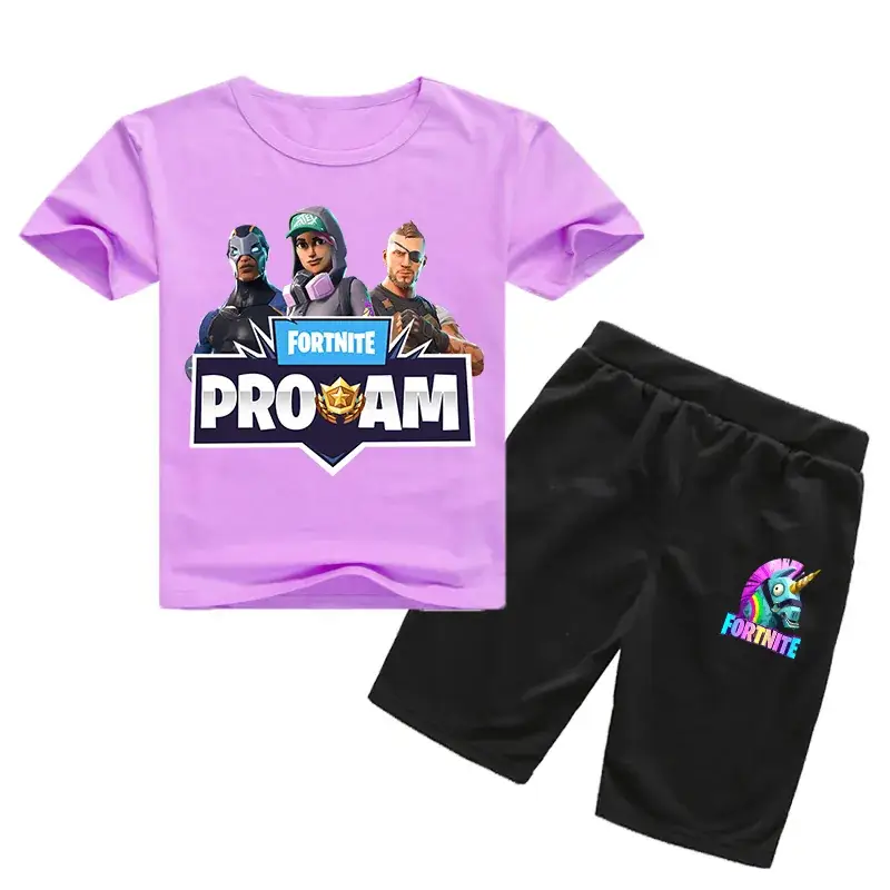 Fortune 7 Proamer Kids Cotton Shorts Set Blue Black - Image 4