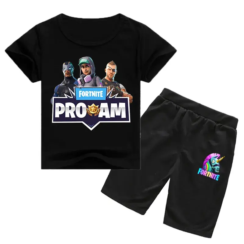 Fortune 7 Proamer Kids Cotton Shorts Set Blue Black - Image 5