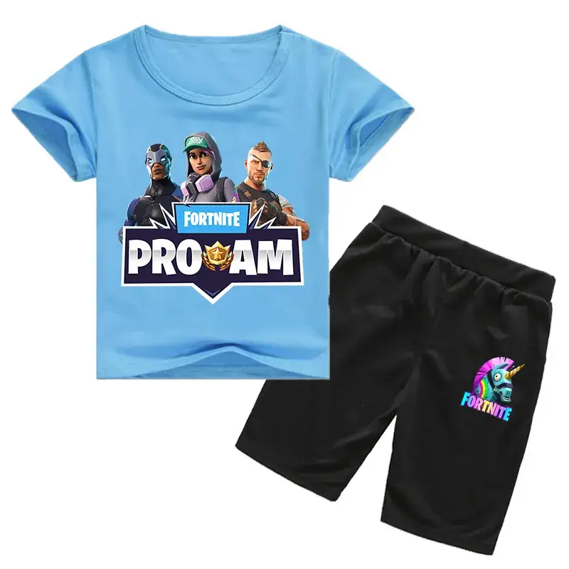 Fortune 7 Proamer Kids Cotton Shorts Set Blue Black - Image 6