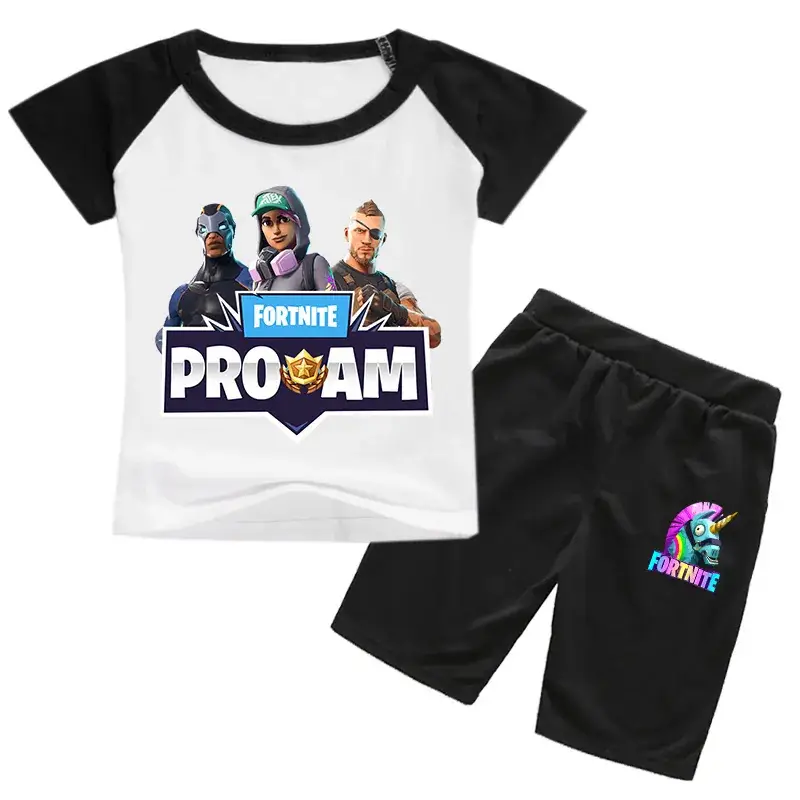 Fortune 7 Proamer Kids Cotton Shorts Set Blue Black - Image 8