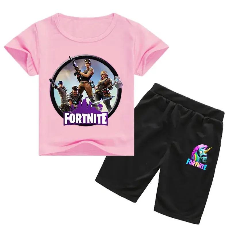 Fortnite Kids Cotton T-Shirt Shorts Set Red White Black - Image 7