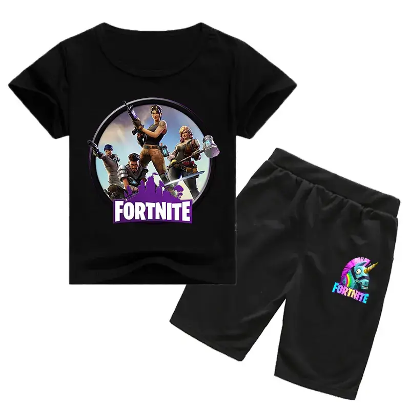 Fortnite Kids Cotton T-Shirt Shorts Set Red White Black - Image 5