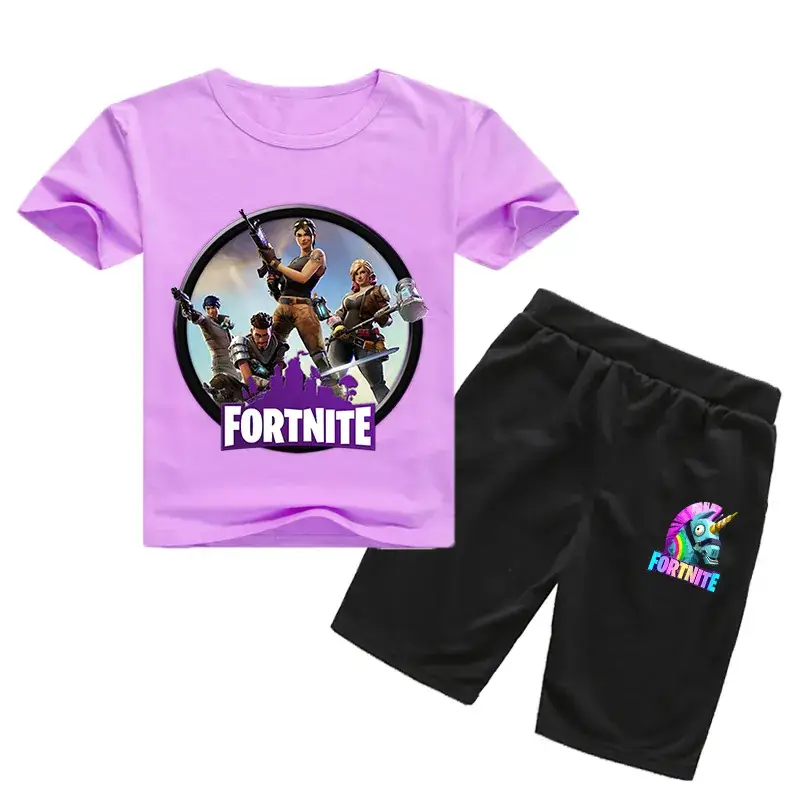 Fortnite Kids Cotton T-Shirt Shorts Set Red White Black - Image 4