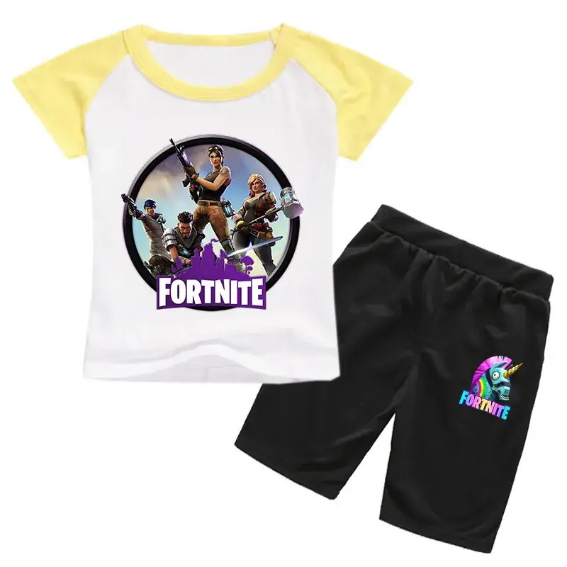 Fortnite Kids Cotton T-Shirt Shorts Set Red White Black - Image 10