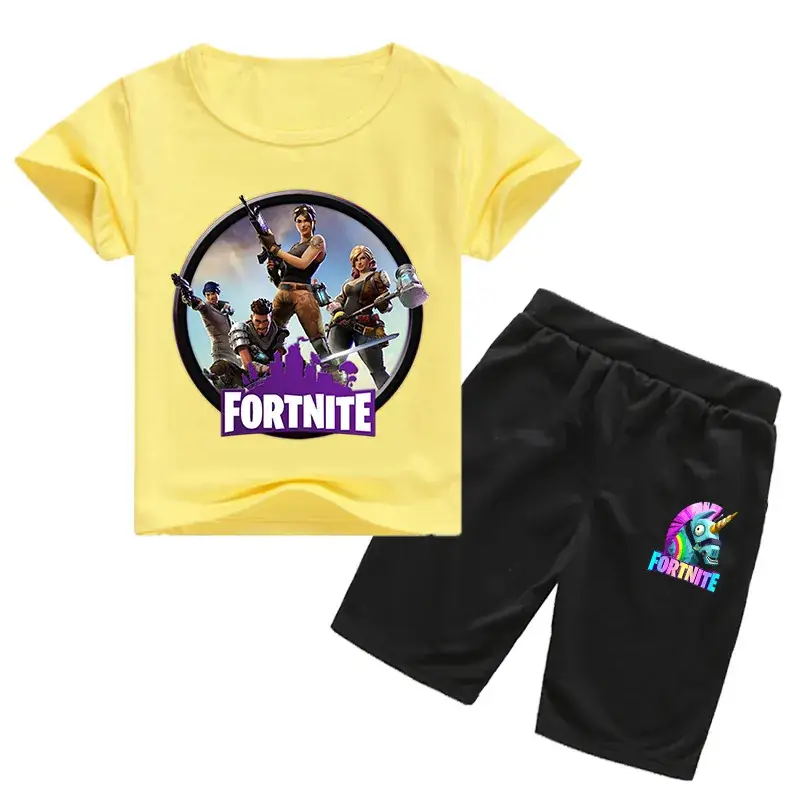 Fortnite Kids Cotton T-Shirt Shorts Set Red White Black - Image 2