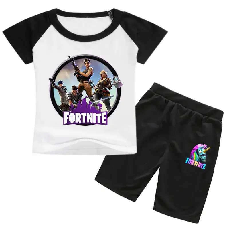 Fortnite Kids Cotton T-Shirt Shorts Set Red White Black - Image 8