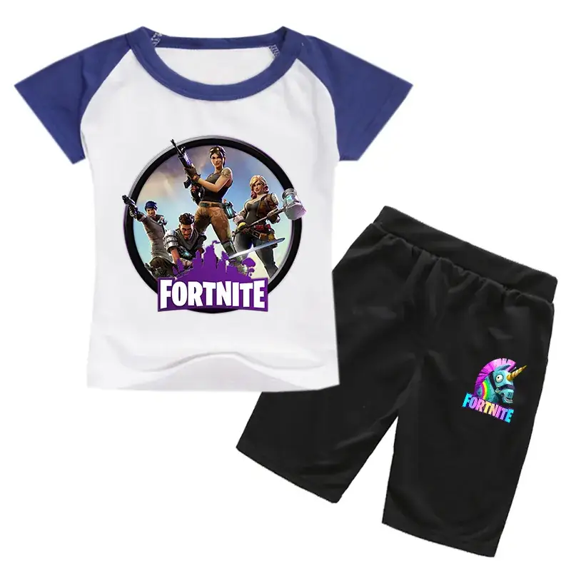 Fortnite Kids Cotton T-Shirt Shorts Set Red White Black - Image 9