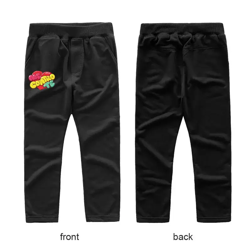 Black Casual Pants for Kids with Logo Front Back — feature 26