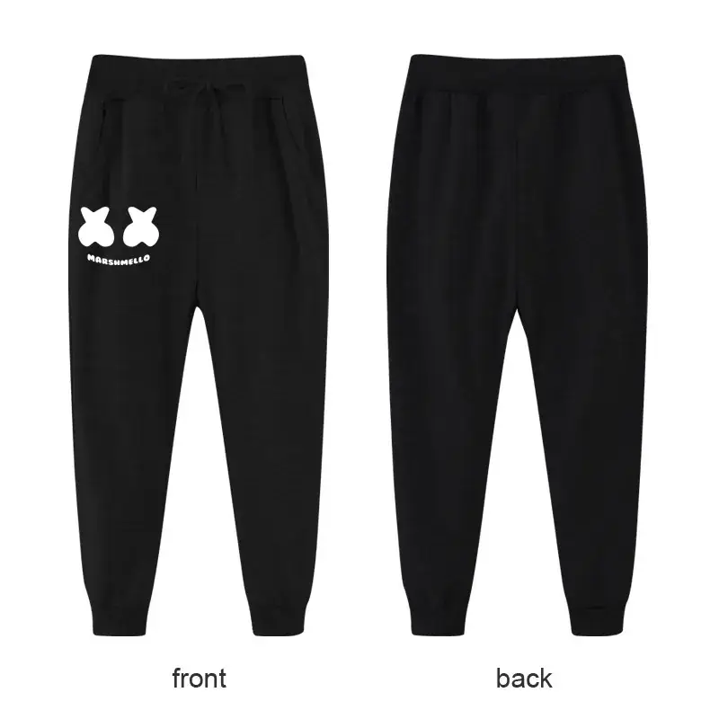 Black Casual Pants for Kids with Logo Front Back