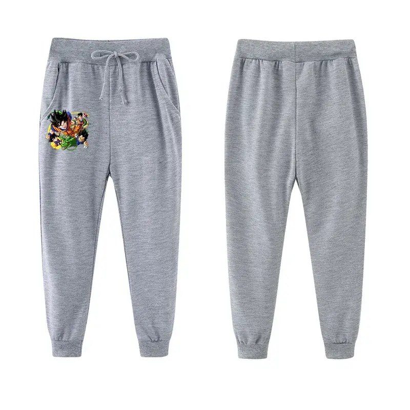 Black Casual Pants for Kids with Logo Front Back