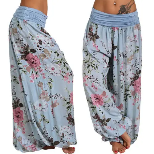 2020 Floral Print Long Wide Leg Pants Casual Harem - Image 7