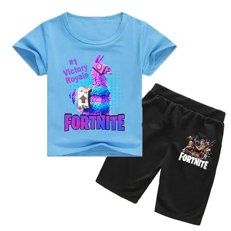 Fortnite Victory Royale Kids T-Shirt & Shorts Set Blue Black - Image 7