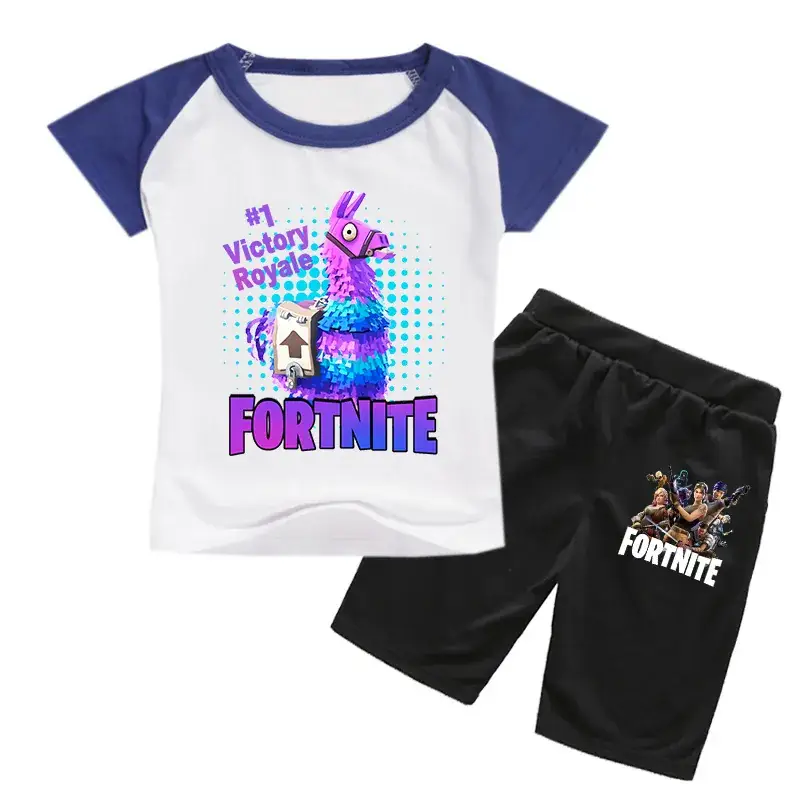 Fortnite Victory Royale Kids T-Shirt & Shorts Set Blue Black - Image 10