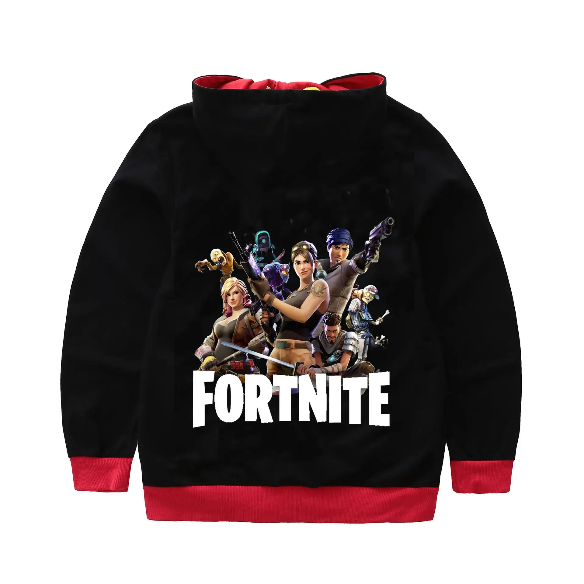 Fortnite Graphic Hoodie for Kids Red Black Zipper Hat Socks - Image 3