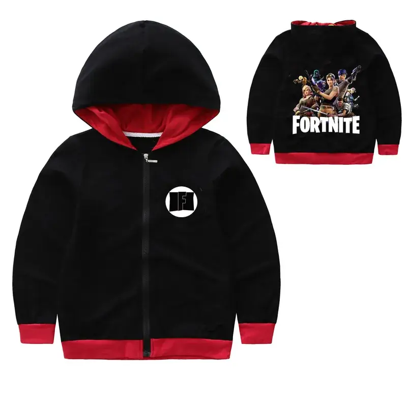 Fortnite Graphic Hoodie for Kids Red Black Zipper Hat Socks — feature 1