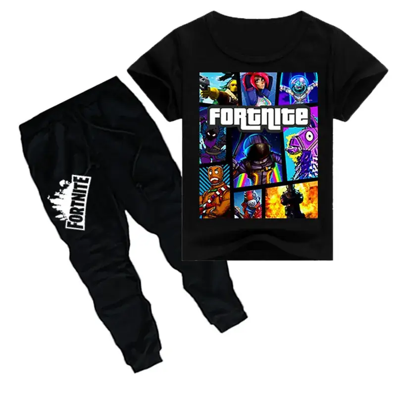 Kids Printed T-Shirt & Pants Set Yellow Black - Image 13